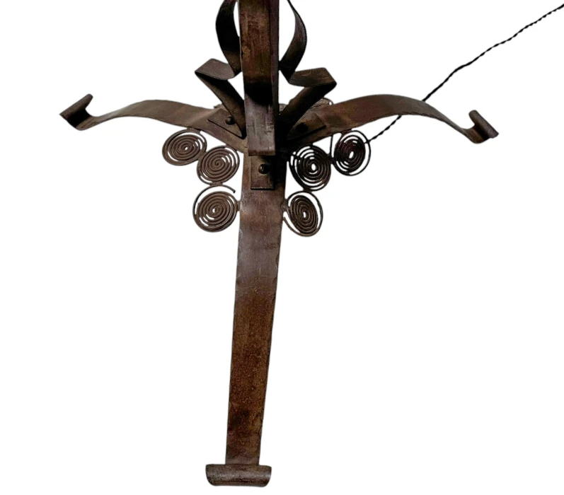Art Deco Patinated Wrought Iron Floor Lamp, 1930s